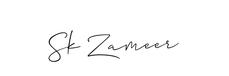 How to make Sk Zameer name signature. Use Allison_Script style for creating short signs online. This is the latest handwritten sign. Sk Zameer signature style 2 images and pictures png