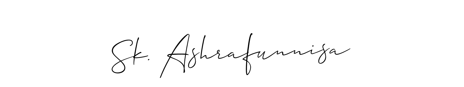 How to make Sk. Ashrafunnisa name signature. Use Allison_Script style for creating short signs online. This is the latest handwritten sign. Sk. Ashrafunnisa signature style 2 images and pictures png