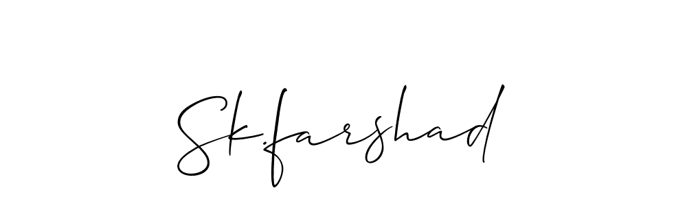 It looks lik you need a new signature style for name Sk.farshad. Design unique handwritten (Allison_Script) signature with our free signature maker in just a few clicks. Sk.farshad signature style 2 images and pictures png