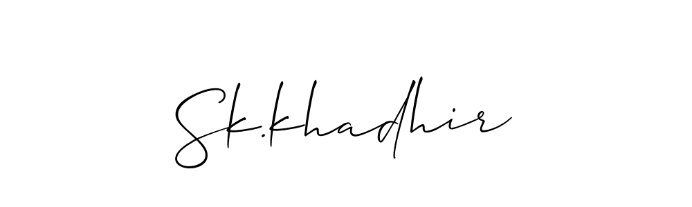 You should practise on your own different ways (Allison_Script) to write your name (Sk.khadhir) in signature. don't let someone else do it for you. Sk.khadhir signature style 2 images and pictures png