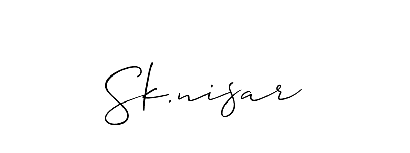 Also You can easily find your signature by using the search form. We will create Sk.nisar name handwritten signature images for you free of cost using Allison_Script sign style. Sk.nisar signature style 2 images and pictures png