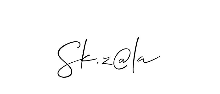 Also You can easily find your signature by using the search form. We will create Sk.z@la name handwritten signature images for you free of cost using Allison_Script sign style. Sk.z@la signature style 2 images and pictures png