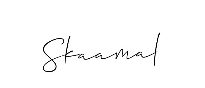 Use a signature maker to create a handwritten signature online. With this signature software, you can design (Allison_Script) your own signature for name Skaamal. Skaamal signature style 2 images and pictures png