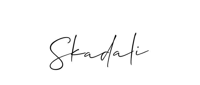 Make a short Skadali signature style. Manage your documents anywhere anytime using Allison_Script. Create and add eSignatures, submit forms, share and send files easily. Skadali signature style 2 images and pictures png