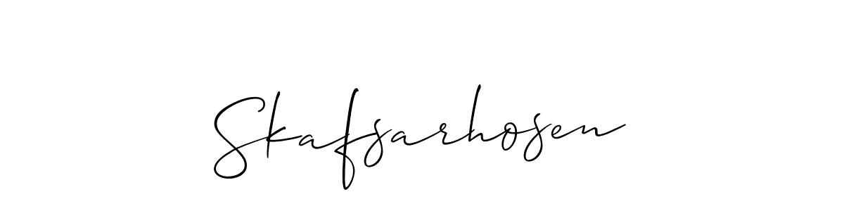 Create a beautiful signature design for name Skafsarhosen. With this signature (Allison_Script) fonts, you can make a handwritten signature for free. Skafsarhosen signature style 2 images and pictures png