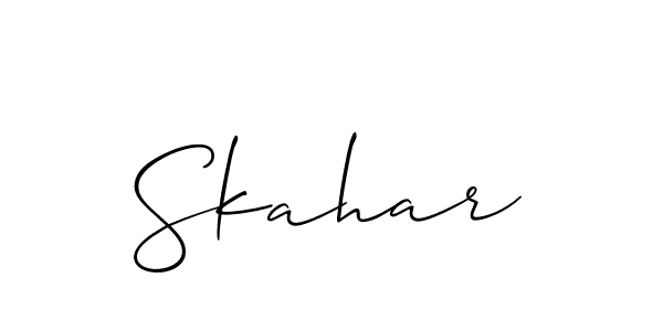 How to Draw Skahar signature style? Allison_Script is a latest design signature styles for name Skahar. Skahar signature style 2 images and pictures png