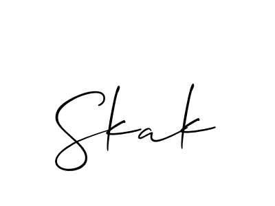 Design your own signature with our free online signature maker. With this signature software, you can create a handwritten (Allison_Script) signature for name Skak. Skak signature style 2 images and pictures png