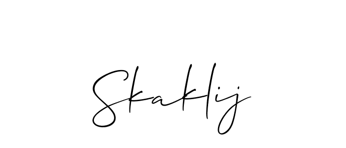 It looks lik you need a new signature style for name Skaklij. Design unique handwritten (Allison_Script) signature with our free signature maker in just a few clicks. Skaklij signature style 2 images and pictures png