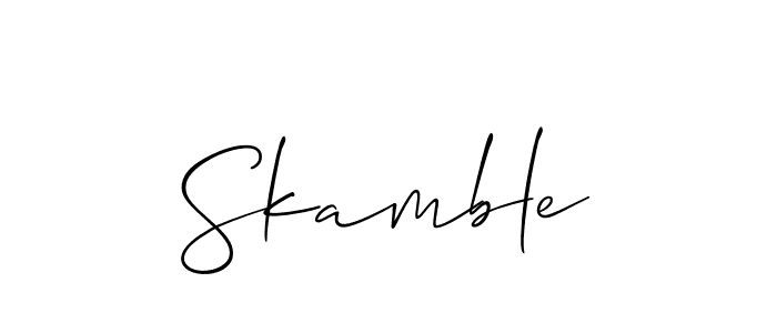 It looks lik you need a new signature style for name Skamble. Design unique handwritten (Allison_Script) signature with our free signature maker in just a few clicks. Skamble signature style 2 images and pictures png