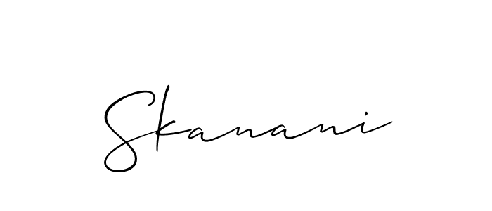 Use a signature maker to create a handwritten signature online. With this signature software, you can design (Allison_Script) your own signature for name Skanani. Skanani signature style 2 images and pictures png
