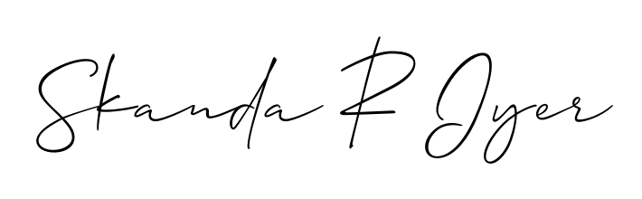 The Allison_Script font transforms the name Skanda R Iyer into an executive sign with sharp precision and distinguished character. Skanda R Iyer signature style 2 images and pictures png