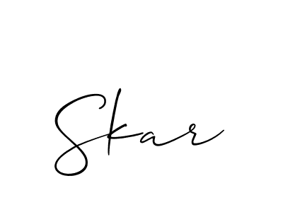 Create a beautiful signature design for name Skar. With this signature (Allison_Script) fonts, you can make a handwritten signature for free. Skar signature style 2 images and pictures png