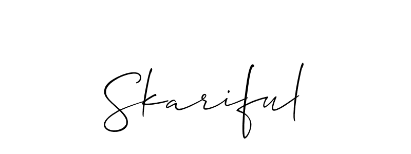 Create a beautiful signature design for name Skariful. With this signature (Allison_Script) fonts, you can make a handwritten signature for free. Skariful signature style 2 images and pictures png