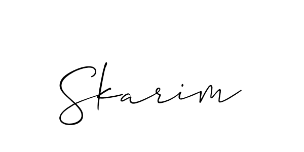 Use a signature maker to create a handwritten signature online. With this signature software, you can design (Allison_Script) your own signature for name Skarim. Skarim signature style 2 images and pictures png