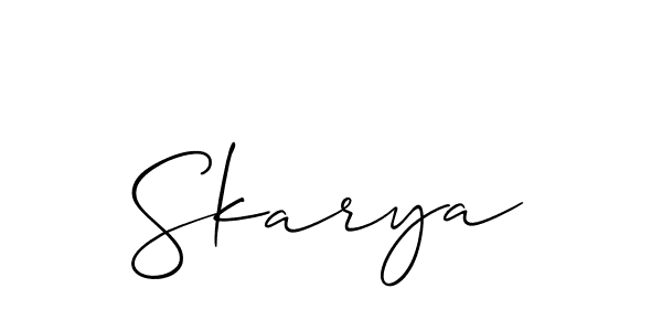 Create a beautiful signature design for name Skarya. With this signature (Allison_Script) fonts, you can make a handwritten signature for free. Skarya signature style 2 images and pictures png