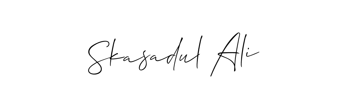 The best way (Allison_Script) to make a short signature is to pick only two or three words in your name. The name Skasadul Ali include a total of six letters. For converting this name. Skasadul Ali signature style 2 images and pictures png