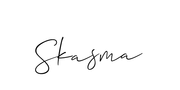 Use a signature maker to create a handwritten signature online. With this signature software, you can design (Allison_Script) your own signature for name Skasma. Skasma signature style 2 images and pictures png