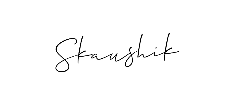 How to Draw Skaushik signature style? Allison_Script is a latest design signature styles for name Skaushik. Skaushik signature style 2 images and pictures png