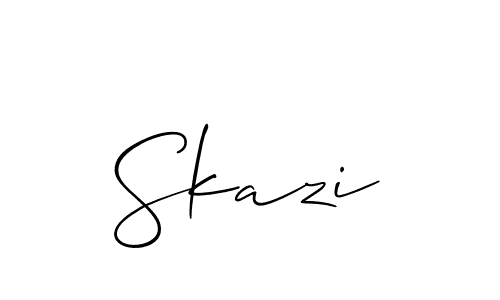 Design your own signature with our free online signature maker. With this signature software, you can create a handwritten (Allison_Script) signature for name Skazi. Skazi signature style 2 images and pictures png