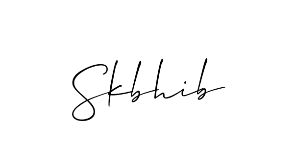 The best way (Allison_Script) to make a short signature is to pick only two or three words in your name. The name Skbhib include a total of six letters. For converting this name. Skbhib signature style 2 images and pictures png