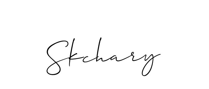 Design your own signature with our free online signature maker. With this signature software, you can create a handwritten (Allison_Script) signature for name Skchary. Skchary signature style 2 images and pictures png