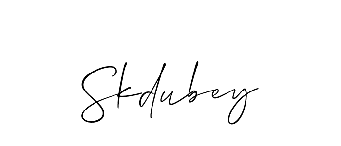 Also You can easily find your signature by using the search form. We will create Skdubey name handwritten signature images for you free of cost using Allison_Script sign style. Skdubey signature style 2 images and pictures png