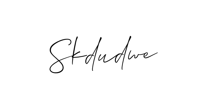 The best way (Allison_Script) to make a short signature is to pick only two or three words in your name. The name Skdudwe include a total of six letters. For converting this name. Skdudwe signature style 2 images and pictures png