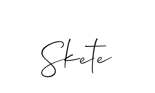 Use a signature maker to create a handwritten signature online. With this signature software, you can design (Allison_Script) your own signature for name Skete. Skete signature style 2 images and pictures png