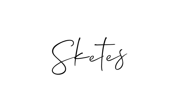Make a beautiful signature design for name Sketes. With this signature (Allison_Script) style, you can create a handwritten signature for free. Sketes signature style 2 images and pictures png