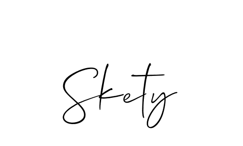 The best way (Allison_Script) to make a short signature is to pick only two or three words in your name. The name Skety include a total of six letters. For converting this name. Skety signature style 2 images and pictures png