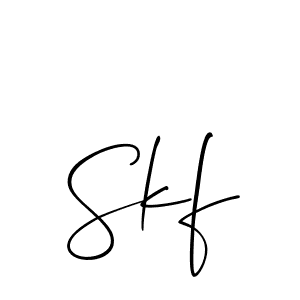 Make a beautiful signature design for name Skf. With this signature (Allison_Script) style, you can create a handwritten signature for free. Skf signature style 2 images and pictures png