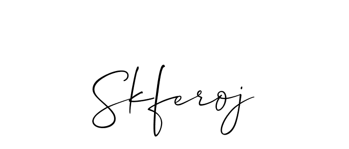 Allison_Script is a professional signature style that is perfect for those who want to add a touch of class to their signature. It is also a great choice for those who want to make their signature more unique. Get Skferoj name to fancy signature for free. Skferoj signature style 2 images and pictures png