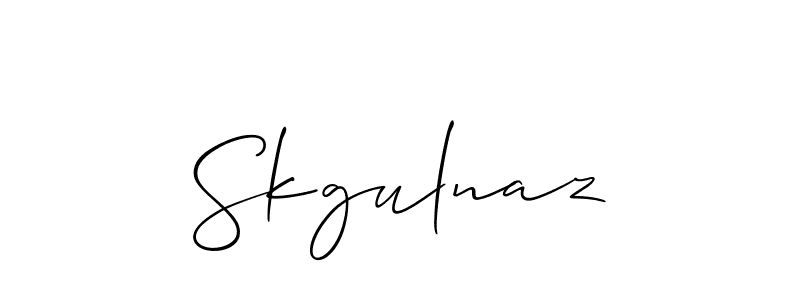 How to Draw Skgulnaz signature style? Allison_Script is a latest design signature styles for name Skgulnaz. Skgulnaz signature style 2 images and pictures png