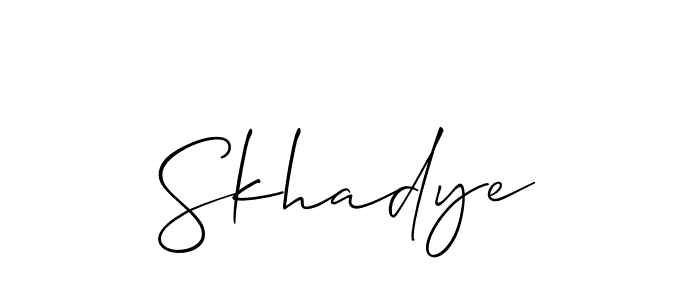 Design your own signature with our free online signature maker. With this signature software, you can create a handwritten (Allison_Script) signature for name Skhadye. Skhadye signature style 2 images and pictures png