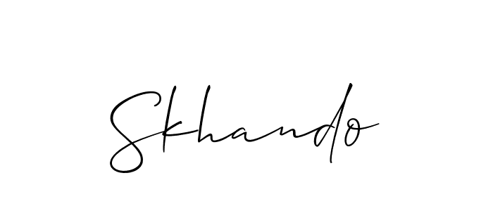 if you are searching for the best signature style for your name Skhando. so please give up your signature search. here we have designed multiple signature styles  using Allison_Script. Skhando signature style 2 images and pictures png