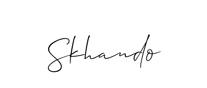 if you are searching for the best signature style for your name Skhando. so please give up your signature search. here we have designed multiple signature styles  using Allison_Script. Skhando signature style 2 images and pictures png