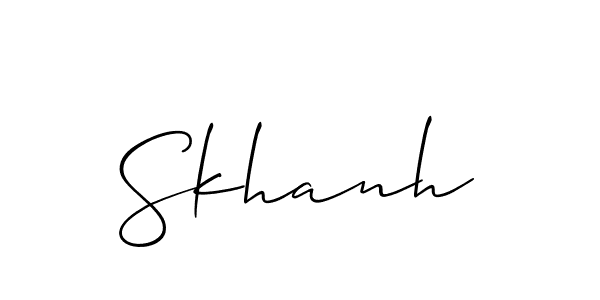 The best way (Allison_Script) to make a short signature is to pick only two or three words in your name. The name Skhanh include a total of six letters. For converting this name. Skhanh signature style 2 images and pictures png