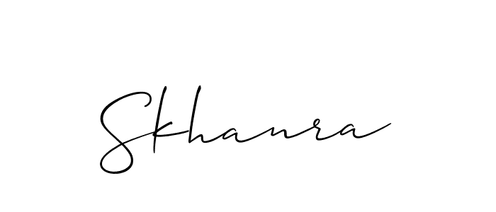 The best way (Allison_Script) to make a short signature is to pick only two or three words in your name. The name Skhanra include a total of six letters. For converting this name. Skhanra signature style 2 images and pictures png