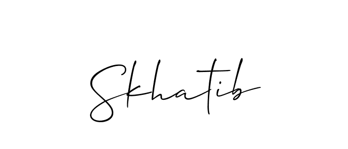 Allison_Script is a professional signature style that is perfect for those who want to add a touch of class to their signature. It is also a great choice for those who want to make their signature more unique. Get Skhatib name to fancy signature for free. Skhatib signature style 2 images and pictures png