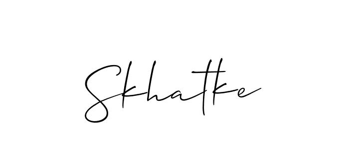 Use a signature maker to create a handwritten signature online. With this signature software, you can design (Allison_Script) your own signature for name Skhatke. Skhatke signature style 2 images and pictures png