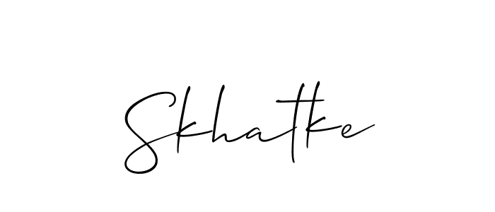 Use a signature maker to create a handwritten signature online. With this signature software, you can design (Allison_Script) your own signature for name Skhatke. Skhatke signature style 2 images and pictures png