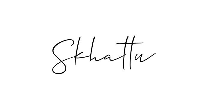 The best way (Allison_Script) to make a short signature is to pick only two or three words in your name. The name Skhattu include a total of six letters. For converting this name. Skhattu signature style 2 images and pictures png