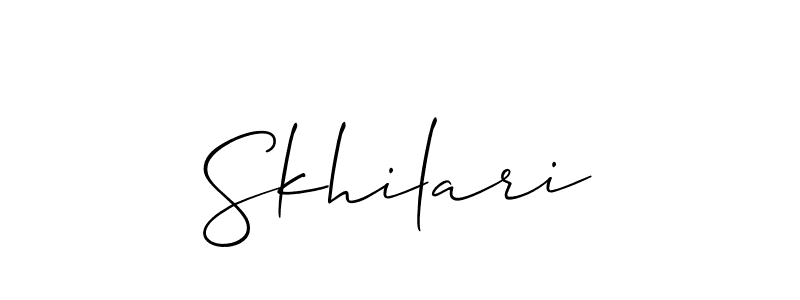 Use a signature maker to create a handwritten signature online. With this signature software, you can design (Allison_Script) your own signature for name Skhilari. Skhilari signature style 2 images and pictures png