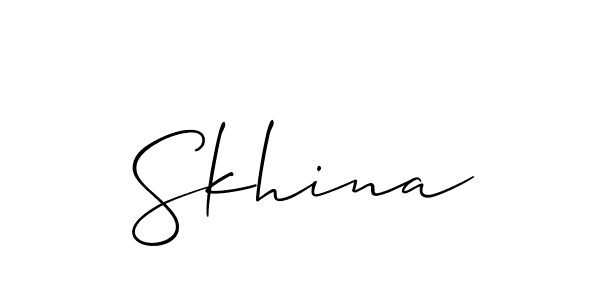 The best way (Allison_Script) to make a short signature is to pick only two or three words in your name. The name Skhina include a total of six letters. For converting this name. Skhina signature style 2 images and pictures png
