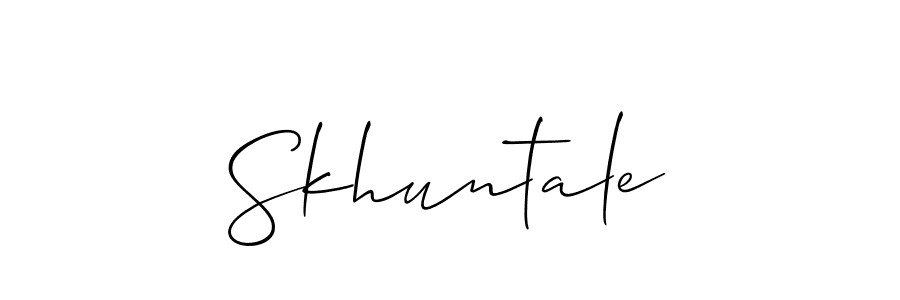 How to Draw Skhuntale signature style? Allison_Script is a latest design signature styles for name Skhuntale. Skhuntale signature style 2 images and pictures png