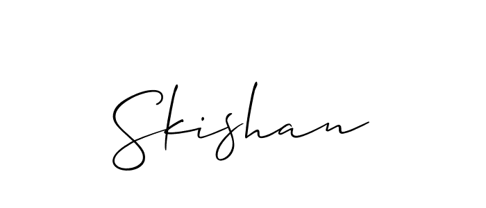 Similarly Allison_Script is the best handwritten signature design. Signature creator online .You can use it as an online autograph creator for name Skishan. Skishan signature style 2 images and pictures png