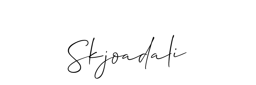 Create a beautiful signature design for name Skjoadali. With this signature (Allison_Script) fonts, you can make a handwritten signature for free. Skjoadali signature style 2 images and pictures png