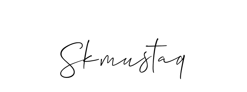 Skmustaq stylish signature style. Best Handwritten Sign (Allison_Script) for my name. Handwritten Signature Collection Ideas for my name Skmustaq. Skmustaq signature style 2 images and pictures png