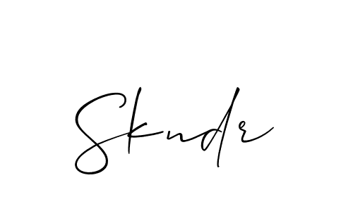 Create a beautiful signature design for name Skndr. With this signature (Allison_Script) fonts, you can make a handwritten signature for free. Skndr signature style 2 images and pictures png