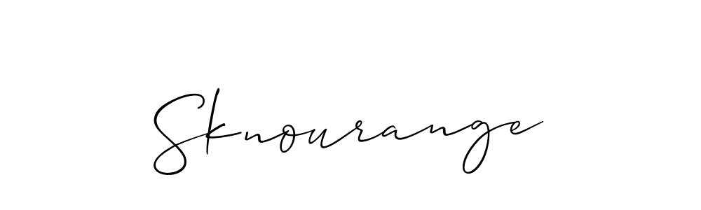 The best way (Allison_Script) to make a short signature is to pick only two or three words in your name. The name Sknourange include a total of six letters. For converting this name. Sknourange signature style 2 images and pictures png